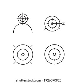 Set-Symbol für Ziel und Ziel, Symbol für einzelne Ziele und Ziele, Vektorgrafik