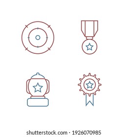 Icono de conjunto de objetivo y objetivo, icono de signo de objetivo aislado y de conjunto de objetivo, ilustración vectorial