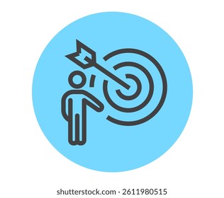 Target and goal simple isolated line icon set