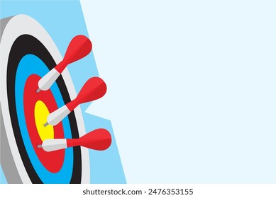 target, goal, success, targeted investment concept illustration on blue background