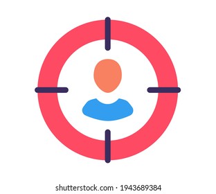 icono aislado del usuario de objetivo de destino con estilo plano