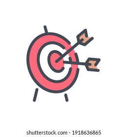 Target and Goals color line icon. Opportunity, challenge and objective vector outline colorful sign.