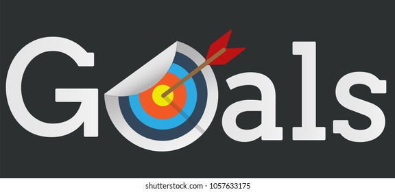 target goals text design and archer vector background