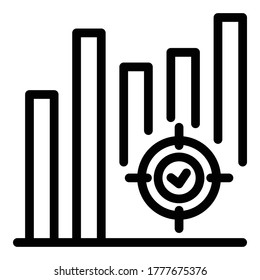 Target graph finance icon. Outline target graph finance vector icon for web design isolated on white background