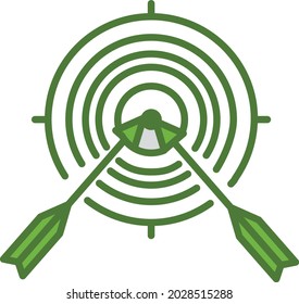 Diseño de iconos de vectores con relleno verde de destino