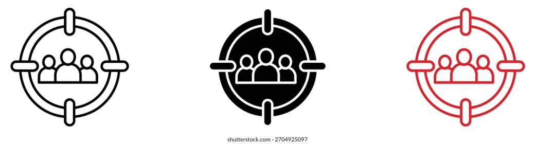 Target group icon vector. marketing focus and customer segmentation symbol. vector illustration.
