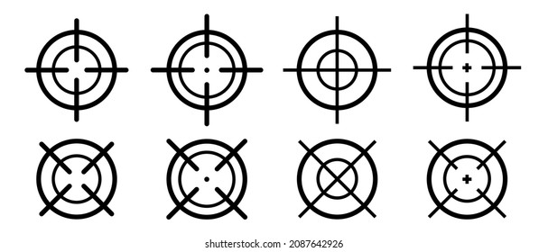 Target gun aim vector icons set. Sniper shoot crosshair scope symbol