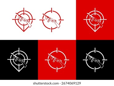 ícone do logotipo da arma de destino vetor