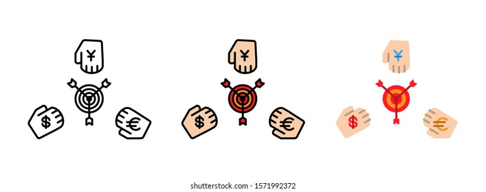 Target and hand icon set isolated on white background for web design ,Business Strategy Concept
