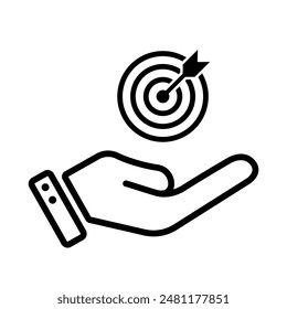 The target in hand symbolizes success and precision strategy. and the concept of business success winners