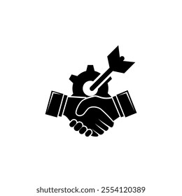 Target and handshake icon, deal icon vector illustration