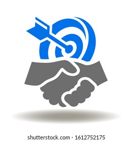 Target Handshake Icon Vector. Deal Goal Success Contract Trust Concept Achievement Business Logo.