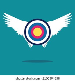 The target has wings to fly. independent concept of goal setting