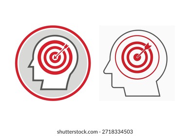 Meta en el concepto de cabeza para estrategias de enfoque y establecimiento de objetivos
