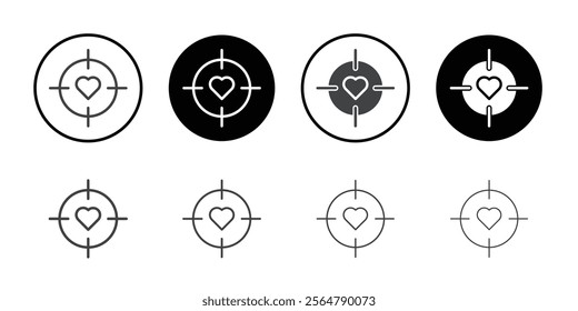 Target with heart icon simple vector symbol