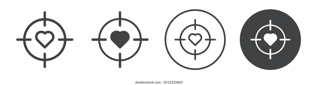 Target with heart icon Vector logo outline