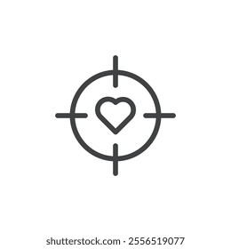 Target with heart icon Vector logo outline