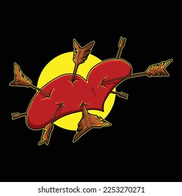 vector de diseño de camisetas de corazón objetivo