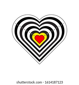 Target with hearts and numbers.