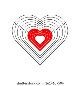 Target with hearts and numbers.