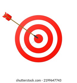 The target hit by the arrow, business strategy. Vector illustration