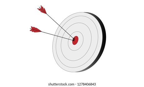 Target hit in the center by arrows.