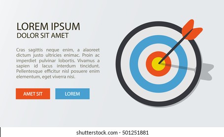 Target hit in the center by arrows. Vector icon illustration