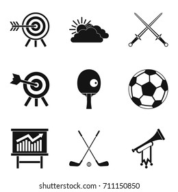 Target hit icons set. Simple set of 9 target hit vector icons for web isolated on white background