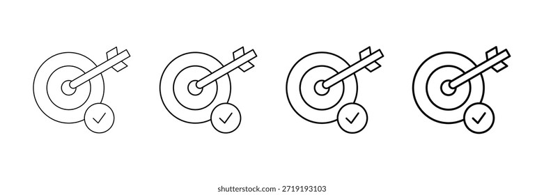 Target Hit Icons Vector Set In Different Stroke Line Style