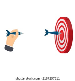 Ziel. Das Ziel mit einer Dartscheibe, Vektorgrafik anheften