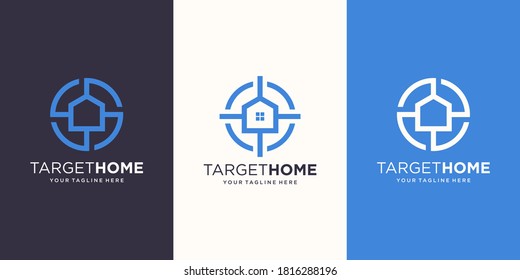 plantilla de diseños de logotipos para el hogar de destino. casa combinada con el signo de destino.