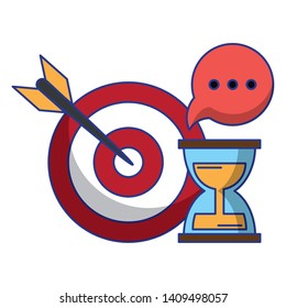target and hourglass icon cartoon vector illustration graphic design