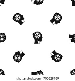 Target in human head pattern repeat seamless in black color for any design. Vector geometric illustration