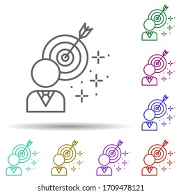 Target human multi color icon. Simple thin line, outline vector of managment icons for ui and ux, website or mobile application