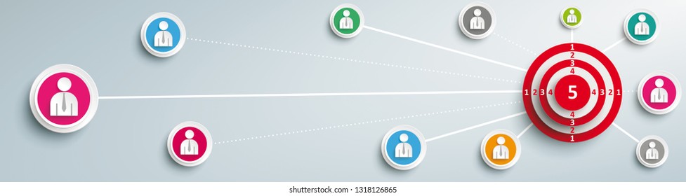 Target with humans on the gray background. Eps 10 vector file.