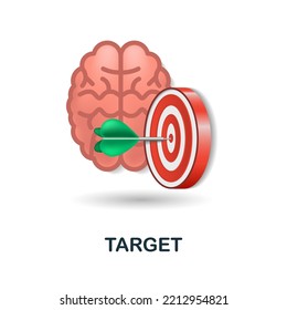 Target icon. 3d illustration from brain procces collection. Creative Target 3d icon for web design, templates, infographics and more