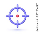 Target icon 3d for marketing advertising design. Sniper aiming icon. Reticle. Vector illustration