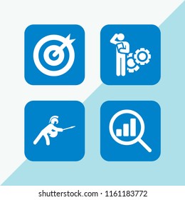target icon. 4 target set with problem, goal, war and analytics vector icons for web and mobile app