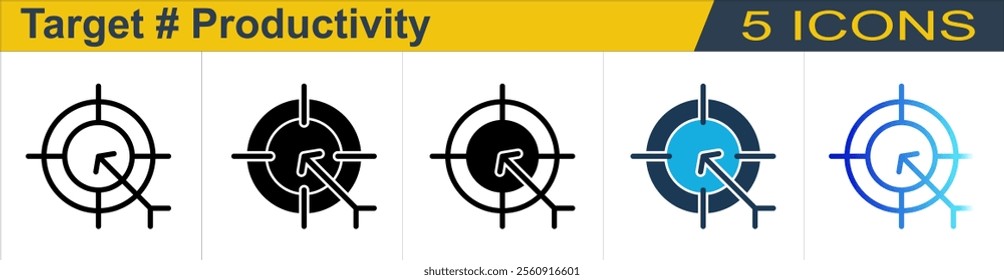 Target icon with 5 styles (Outline, Solid, Mixed, Duo Tone and Line Gradient)