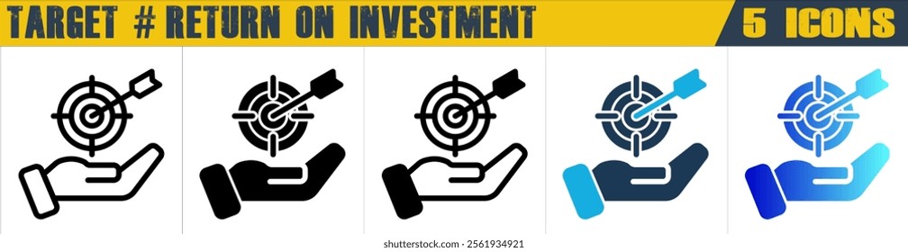 Target icon with 5 styles (outline, solid, mixed, duotone and solid gradient)