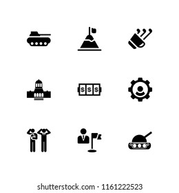 target icon. 9 target set with slots coincidence, golf, war tank and user vector icons for web and mobile app