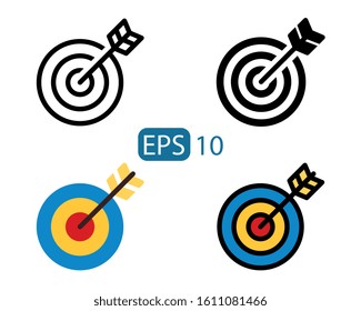 Target Icon, Accurate Icon Vector, line, solid, flat, filled line style icon on white background. EPS 10