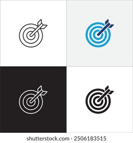 Target icon. Aim icons set. Goal and objective symbol. Business and management icons. Vector stock illustration in thin line and color flat solid variation graphic resource.