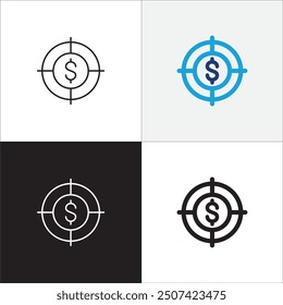 Target icon. Aim icons set. Goal and objective symbol. Business and management icons. Vector stock illustration in thin line and color flat solid variation graphic resource.