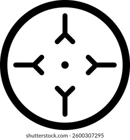 Target icon aiming center point inside a circle with crosshairs focusing objective, representing accuracy, precision, and goal achievement in a simple yet powerful visual