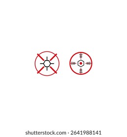 Target icon. Aiming center symbol. Vector focus mark. Red dotted design.