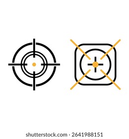 Target icon. Aiming point symbol. Vector focus mark. Black orange design.