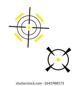 Target icon. Aiming sight symbol. Vector center mark. Yellow black design.