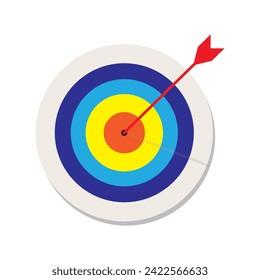 target icon, Target with an arrow flat icon concept market goal. Concept target market, audience, group, consumer. Bullseye or goal Isolated sign.