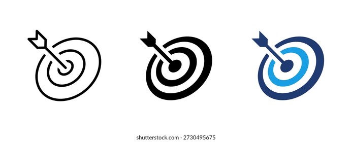 Target icon with arrow. Goal and objective symbol for business strategy and planning. Success, KPI and performance concept. Achievement, growth and direction sign for marketing and management